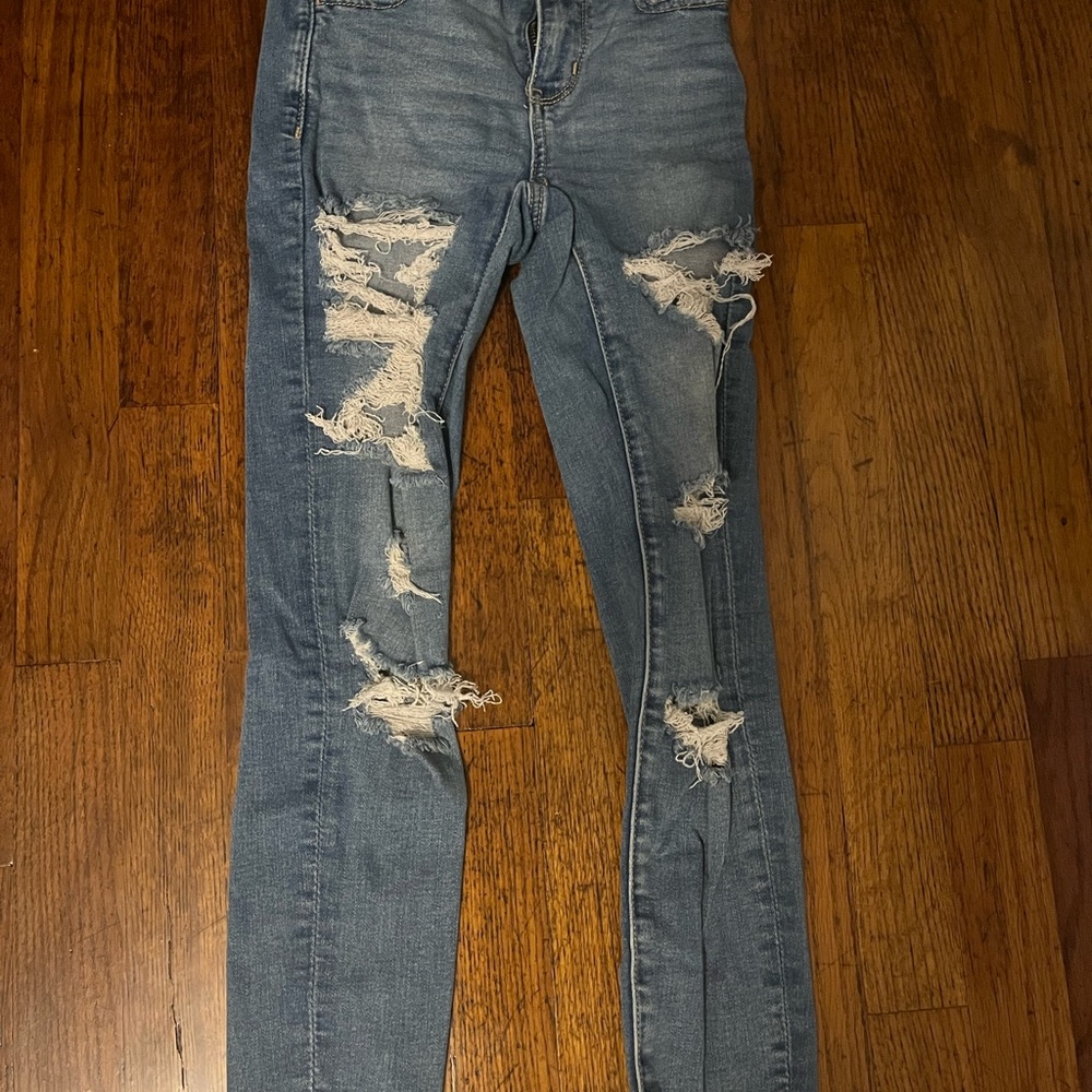 American Eagle Next Level Stretch Ripped Skinny Jeans, 000, X-Short